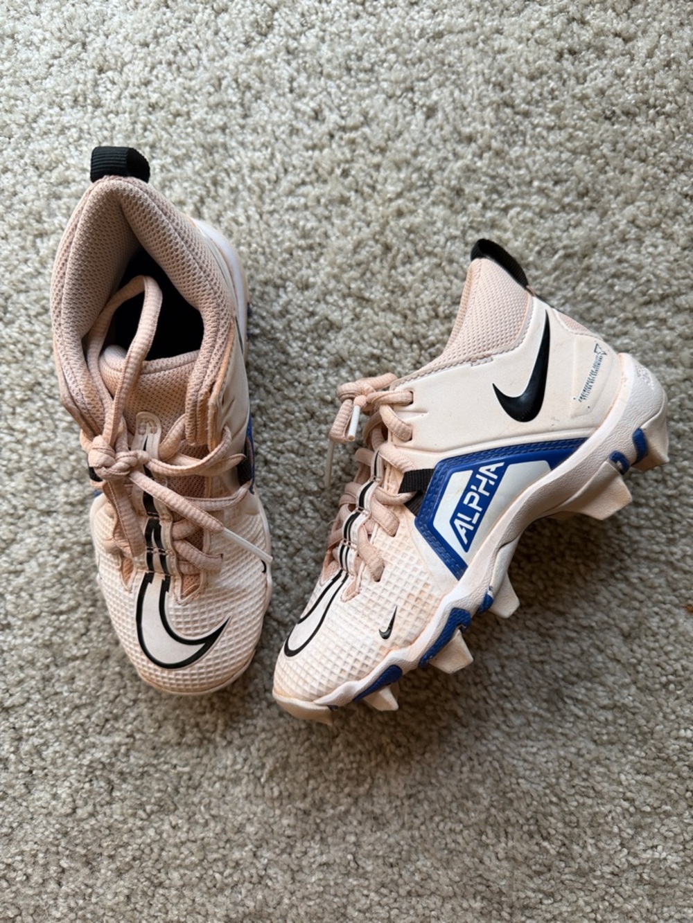 Nike Kids Pink and Blue Cleats size 12